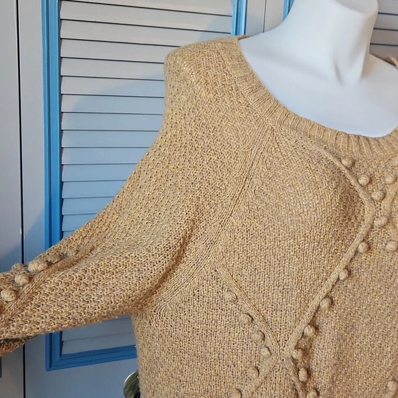 Anthropologie Moth Yellow Pom Pom Knit Sweater - Picture 6 of 15